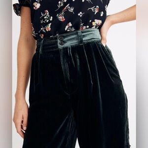 Madewell women’s pleated wide leg full length pants in velvet smoky spruce color